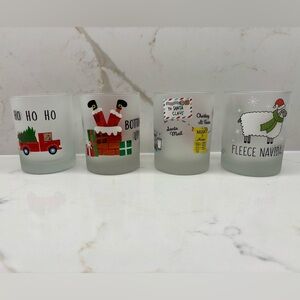 Lot of 4 Culver Frosted Christmas Holiday Glasses Festive Barware Whimsical Fun